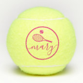 Eleganter Script Name Rosa Individuelle Name Tennisbälle (Vorderseite)