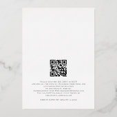 Eleganter Script-Namen QR-Code Hochzeit Real Foil Folieneinladung (Rückseite)