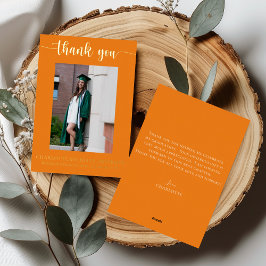 Eleganter Script Orange Gold Foto Abschluss Folieneinladung