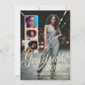 Eleganter Script Overlay 4 Foto Collage Abschluss Ankündigung (Vorderseite)