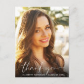 Eleganter Script Overlay Foto Abschluss Vielen Dan Postkarte (Vorderseite)