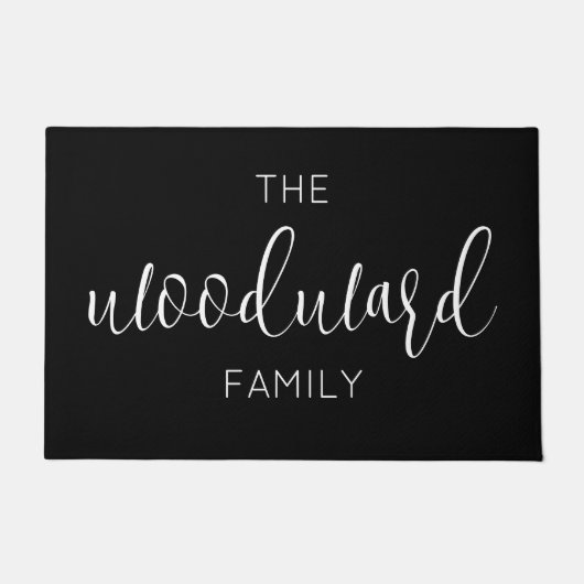 Eleganter Script Personalisiert Familienname Schwa Fußmatte (Vorderseite)