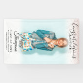 Eleganter Script Pink Glitzer Foto Abschluss Banner (Horizontal)