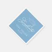 Eleganter Script Powder Blue Abschluss Napkins Serviette (Ecke)