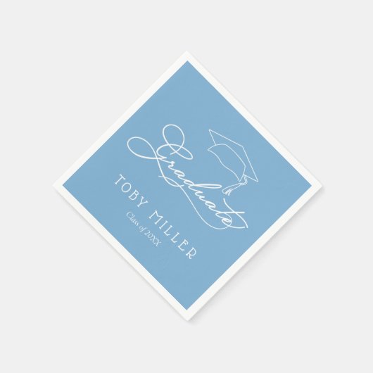 Eleganter Script Powder Blue Abschluss Napkins Serviette (Ecke)