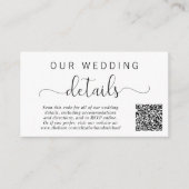 Eleganter Script QR Code Hochzeitdetails Begleitkarte (Vorderseite)