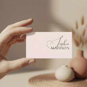 Eleganter Script QR Code Rosa Visitenkarte