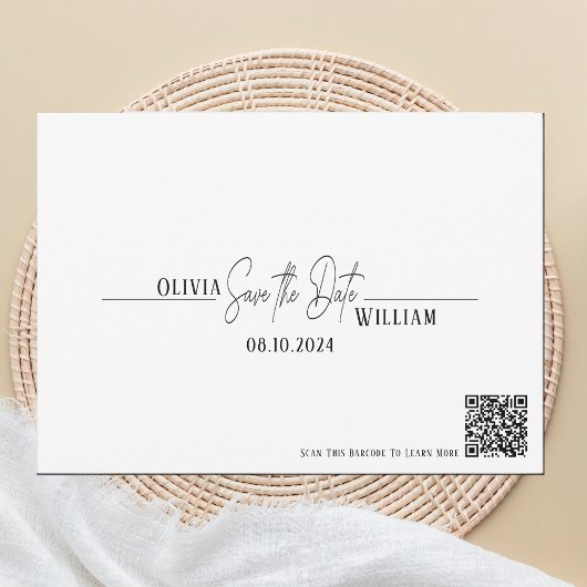 Eleganter Script QR Code Save the Date