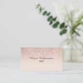 Eleganter Script-Rose Gold Glitzer Visitenkarte (Stehend Vorderseite)