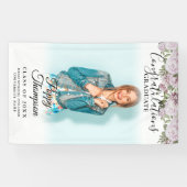 Eleganter Script Roses Roses Floral Foto Abschluss Banner (Horizontal)