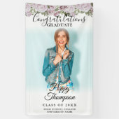 Eleganter Script Roses Roses Floral Foto Abschluss Banner (Vertikal)