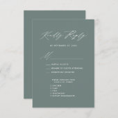 Eleganter Script Sage Green Minimalistisch Wedding RSVP Karte (Vorne/Hinten)