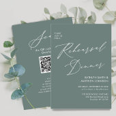 Eleganter Script Sage Green Probe Dinner QR Code Einladung