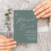 Eleganter Script Sage Green Probe Dinner QR Code Einladung