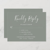Eleganter Script Sage Green Wedding RSVP Einladungspostkarte (Vorne/Hinten)