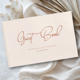 Eleganter, Script-Schriftart, Beige Hochzeit Gästebuch