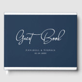 Eleganter, Script-Schriftart, Blue, Wedding Guest Gästebuch (Vorderseite)