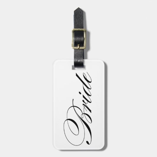 Eleganter Script Schriftart Bride Gepäckanhänger F (Vorderseite vertikal)