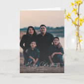 Eleganter Script-Schriftart Frohe Weihnachts-Foto Karte (Gelbe Blume)