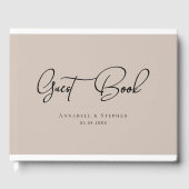Eleganter, Script-Schriftart, hellbraune Hochzeit Gästebuch (Vorderseite)