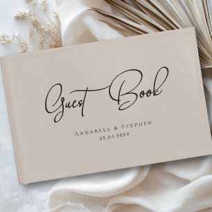 Eleganter, Script-Schriftart, hellbraune Hochzeit Gästebuch
