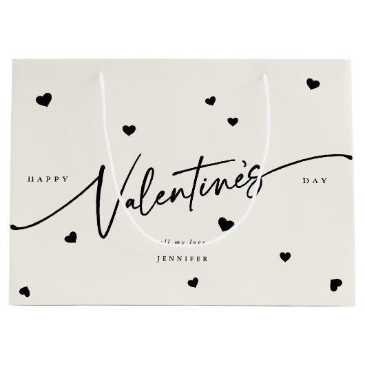 Eleganter Script-Schriftart + Herz-Valentinstag Große Geschenktüte (Vorderseite)