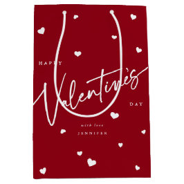 Eleganter Script-Schriftart + Herz-Valentinstag Mittlere Geschenktüte