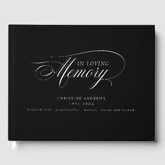 Eleganter, Script-Schriftart "In Love Memory" Beer Gästebuch (Vorderseite)