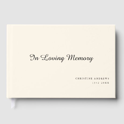 Eleganter, Script-Schriftart "In Love Memory" Beer Gästebuch (Vorderseite)