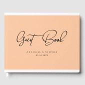 Eleganter, Script-Schriftart, Peach Wedding Gästebuch (Vorderseite)