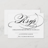 Eleganter Script Schriftart RSVP Karte Einladung H (Vorne/Hinten)