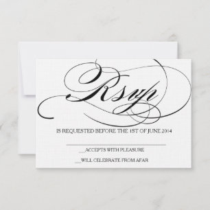 Eleganter Script Schriftart RSVP Karte Einladung H