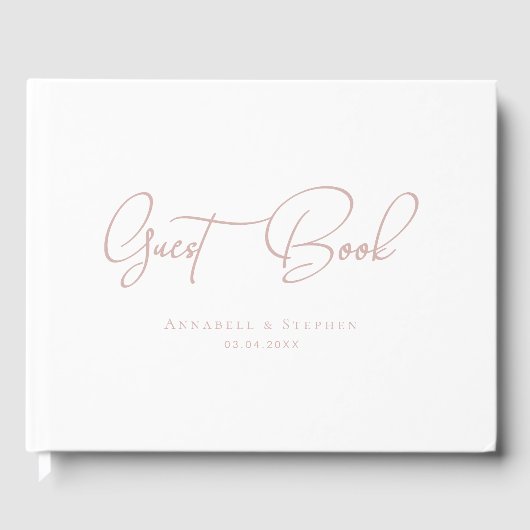 Eleganter, Script-Schriftart, White, Wedding Guest Gästebuch (Vorderseite)