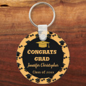 Eleganter Script-Schwarz-Gelb-Abschluss-Favoriten Schlüsselanhänger (Vorderseite)