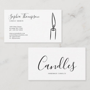 Eleganter Script Schwarz-weiß Handmade Candle Make Visitenkarte