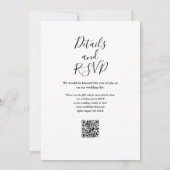 Eleganter Script-Schwarz-Weiß-QR-Code Hochzeit Einladung (Rückseite)