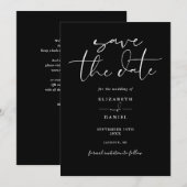 Eleganter Script-Schwarz-Weiß-QR-Code Hochzeit Save The Date (Vorne/Hinten)