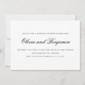 Eleganter Script-Schwarz-weißer formaler Polterabe Einladung (Vorderseite)