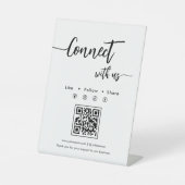 Eleganter Script Social Media Single QR Code Sockelschild (Vorderseite)