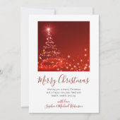 Eleganter Script Tree Red Non Foto Weihnachten (Vorderseite)