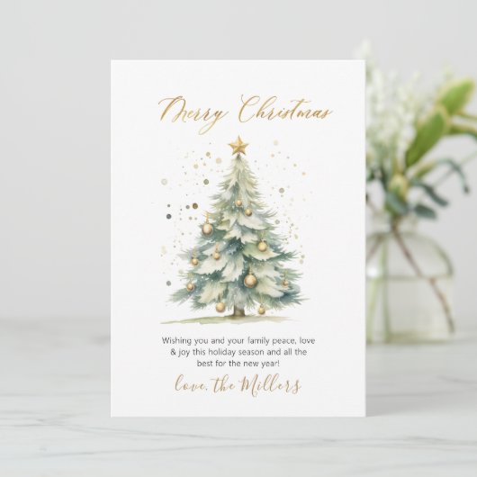 Eleganter Script Tree Weihnachten außerhalb des Fo (Stehend Vorderseite)