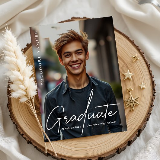 Eleganter Script Typografy Foto Overlay Abschluss Ankündigung