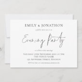 Eleganter Script Wedding Abend Party Empfang Einladung (Vorderseite)