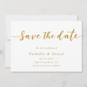 Eleganter Script White and Gold QR Code Hochzeit Save The Date (Vorderseite)