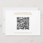 Eleganter Script White and Gold QR Code Hochzeit Save The Date (Rückseite)