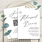 Eleganter Script White Probe Dinner QR-Code Einladung