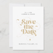 Eleganter Script Words Gold Imitats Glitzer Save The Date (Vorderseite)
