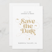 Eleganter Script Words Gold Imitats Glitzer Save The Date (Vorne/Hinten)