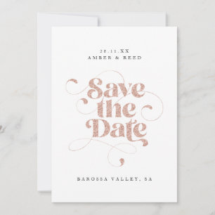 Eleganter Script Words Rose Gold Imitat Glitzer Save The Date