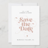 Eleganter Script Words Rose Gold Imitats Glitzer Save The Date (Vorderseite)